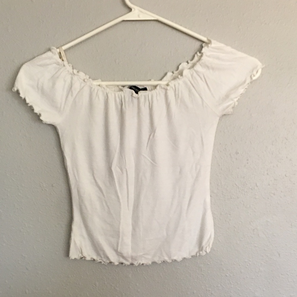 Lettuce-Edge Off The Shoulder Crop Top